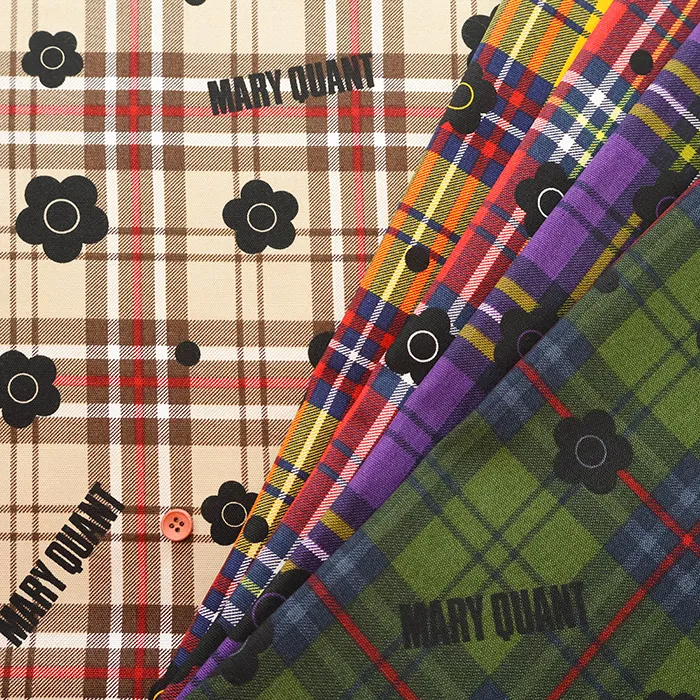 コットンオックスプリント生地 MARY QUANT タータンチェック