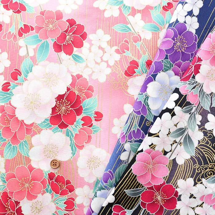 コットンスケアラメプリント生地 桜