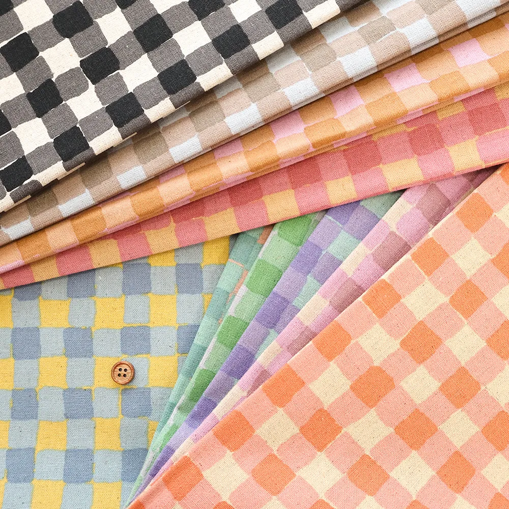 C/Lキャンバスプリント生地　フラッフィーチェック