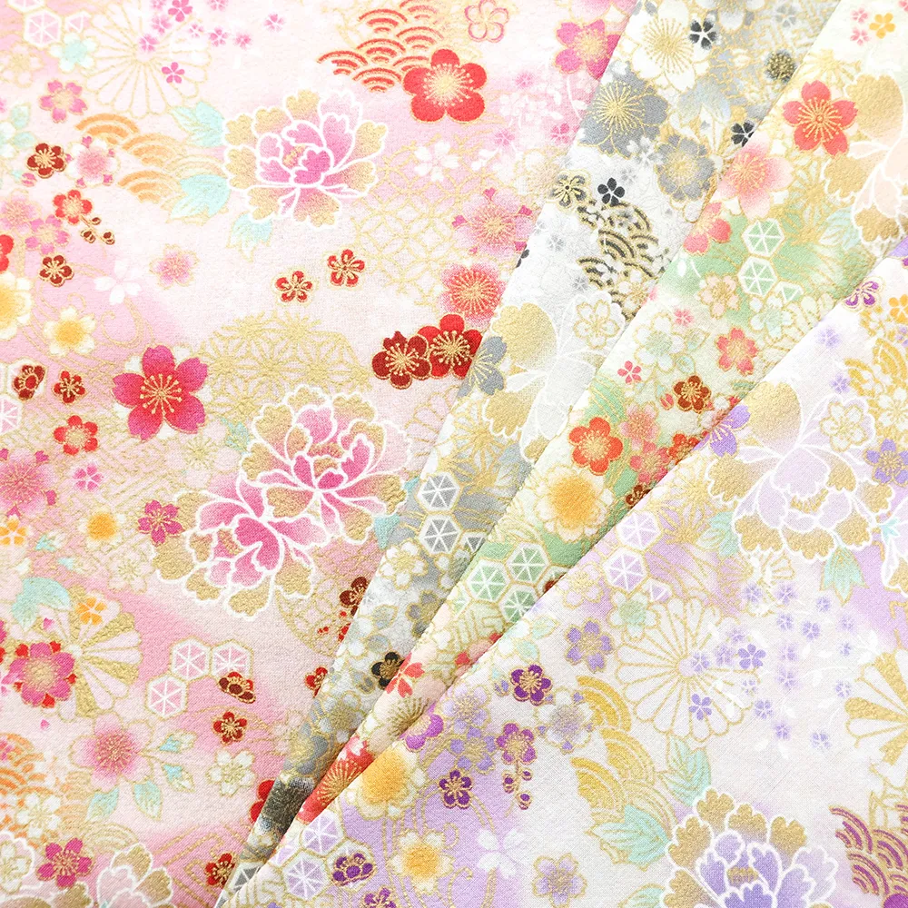 コットンエンボス加工プリント生地　京彩華シリーズ　桜