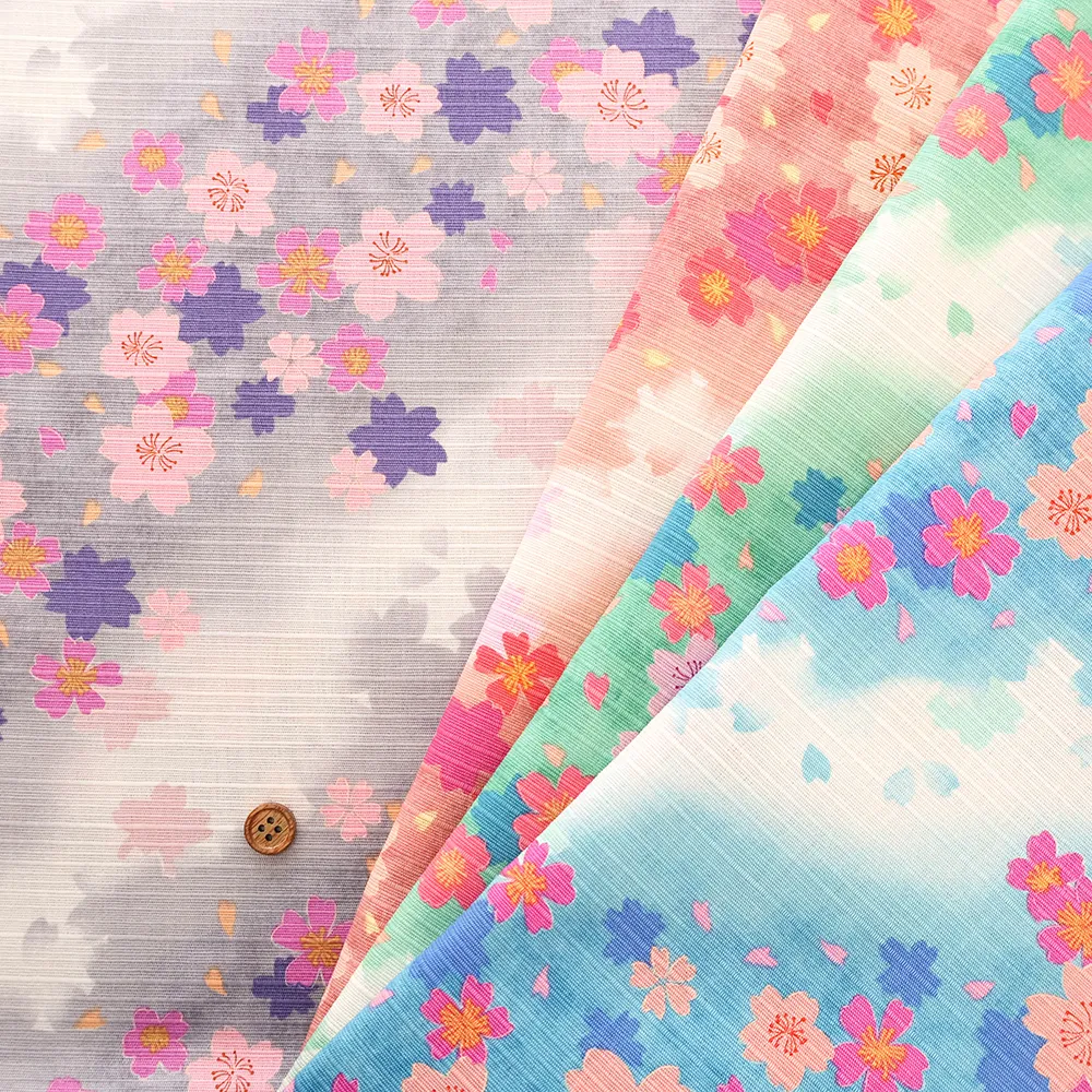 コットンシャンタンプリント生地　桜