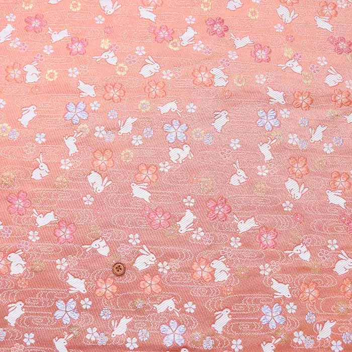 金襴 うさぎと桜
