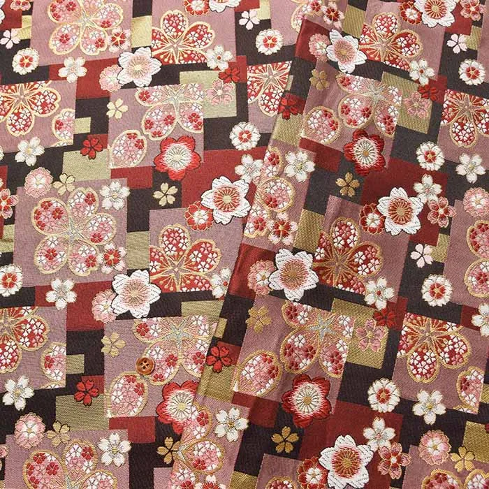 金襴　格子桜