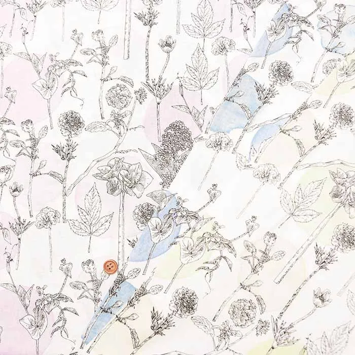 日比谷花壇~花屋さんのお花柄~ コットンシーチングプリント生地 フラワー