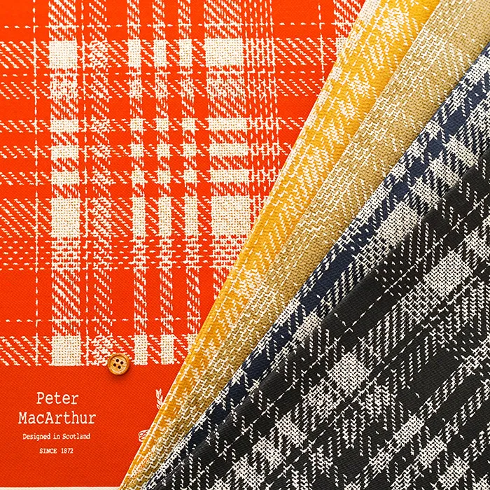 コットンツイルプリント生地　Peter MacArthur Weaving Check