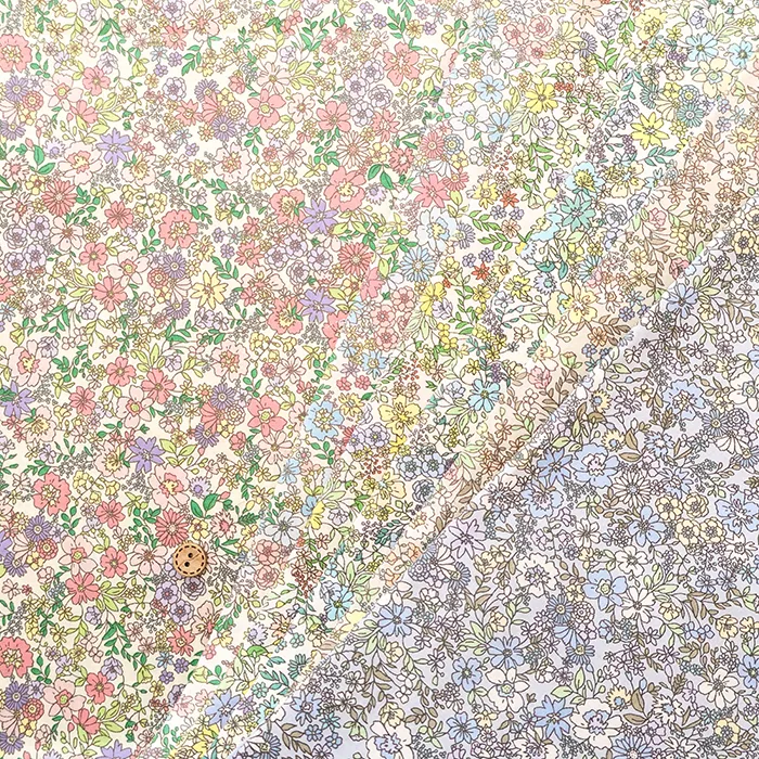 コットン高密度80ローンプリント生地 フラワー