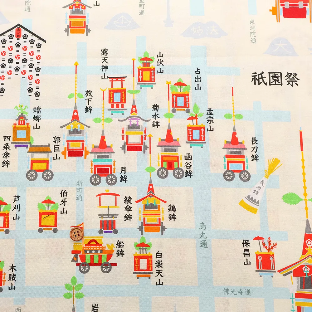 ノムラテーラーオリジナル　コットンシーチングインクジェットプリント生地　「祇園祭」