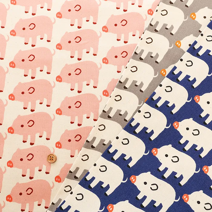 コットンオックスプリント生地 ブーブーピッグ