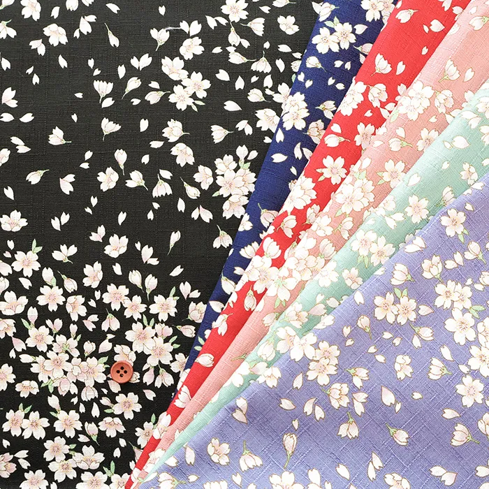 コットンサザンクロスプリント生地 桜吹雪