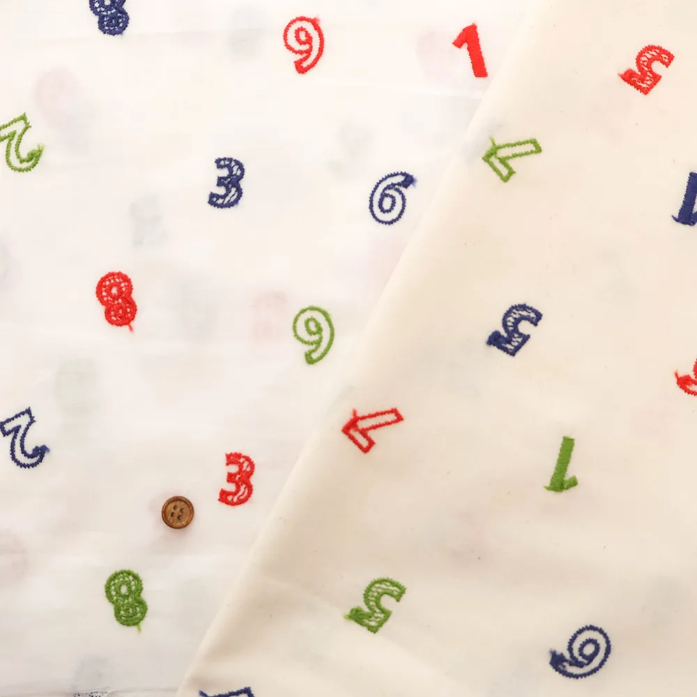 コットンキャンブリック刺繍生地 数字