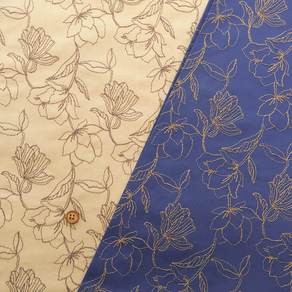 コットンブロード刺繍生地　フラワー
