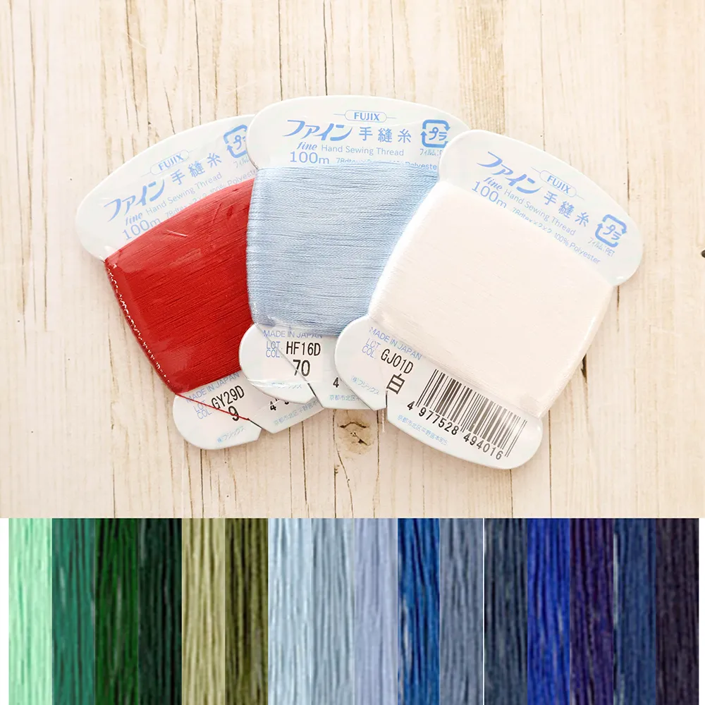 手縫い糸　fine (ファイン)　40番手100ｍ巻き　≪グリーン・ブルー系≫