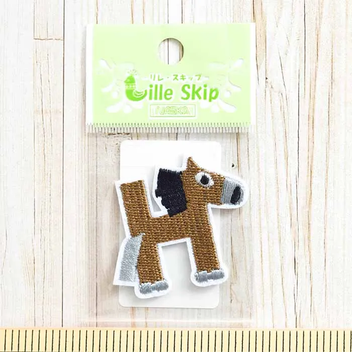アイロン接着ワッペン 動物アルファベット Horse(ウマ)