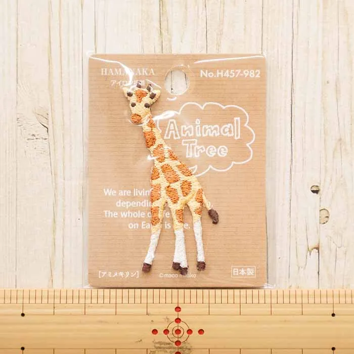 アイロン接着ワッペン Animal Tree アミメキリン