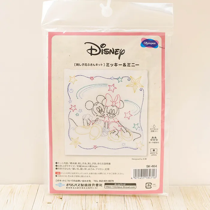 刺し子花ふきんキット ミッキー&ミニー