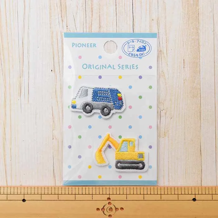 2way接着ワッペン トラック ショベルカー ミニワッペン