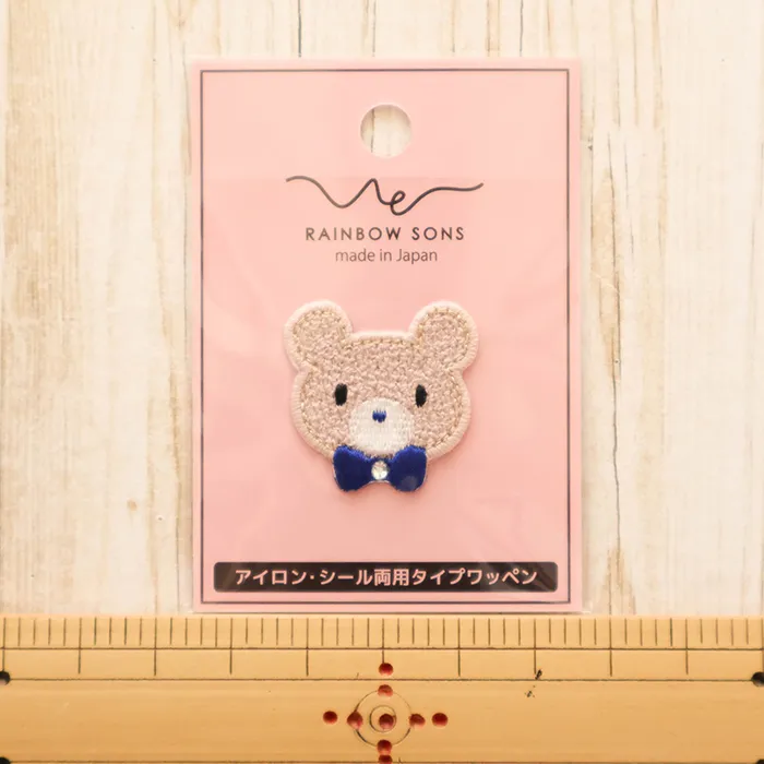 2way ワッペン RAINBOW SONS くま 顔 ベージュ