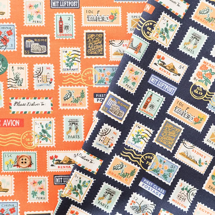 USAコットンプリント生地 COTTON+STEEL 切手